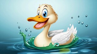 快乐小鸭水中嬉戏