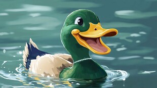 欢乐绿头鸭水中畅游