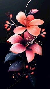 梦幻粉色花卉插画艺术