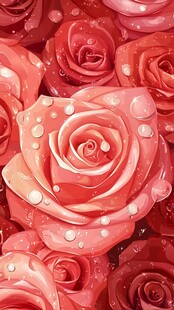 娇艳欲滴的红玫瑰花朵
