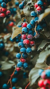 饱满多汁的红蓝浆果