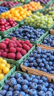 缤纷多彩的新鲜浆果陈列