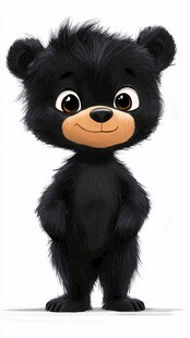 可爱毛茸茸小黑熊形象