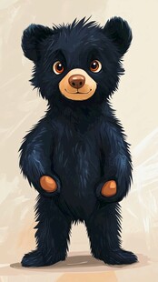 可爱小黑熊站立萌态十足