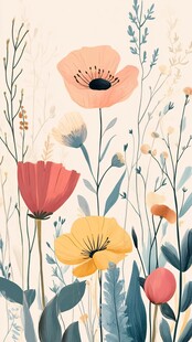 手绘清新花卉插画
