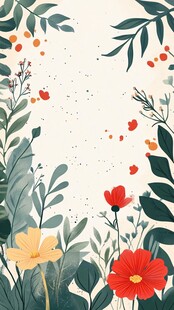花卉绿植边框装饰插画