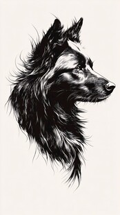 黑犬侧影图
