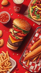 丰盛美味的西式快餐组合
