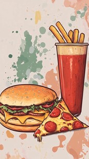 美味快餐组合插画