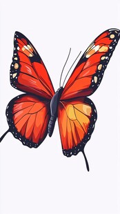 橙红色绚丽蝴蝶插画