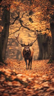 秋日森林中的雄伟麋鹿