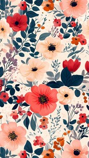 复古风花卉无缝图案设计