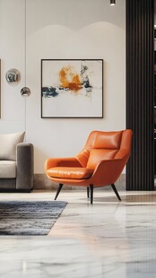 橙色单人椅点亮现代客厅
