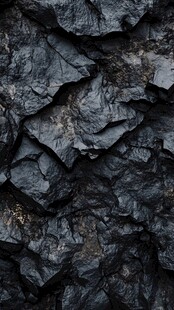黑色嶙峋岩石纹理特写