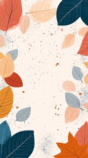 秋季多彩树叶边框背景图