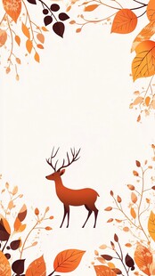 秋景中的麋鹿与缤纷落叶
