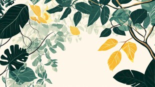 热带植物环绕的清新背景