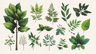 多样绿叶植物素材集合