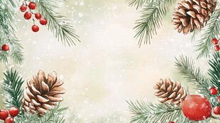 圣诞松枝松果节日装饰图