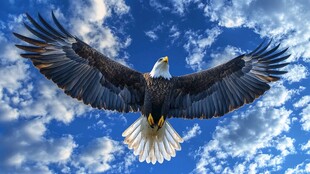 翱翔蓝天的威武白头海雕