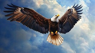 翱翔天际的雄伟白头海雕