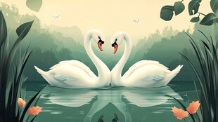 天鹅湖畔的浪漫邂逅