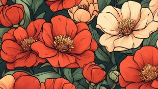 复古风花卉图案插画