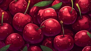 饱满多汁的红樱桃插画