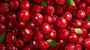 饱满红樱桃 绿叶点缀