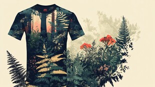 森林花卉图案时尚T恤