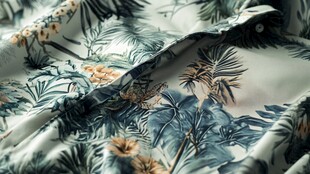 热带植物印花布料细节