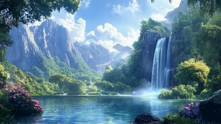 梦幻山水间的绝美瀑布景观
