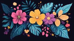 缤纷花卉图案装饰插画