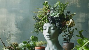 绿植装点的艺术头像