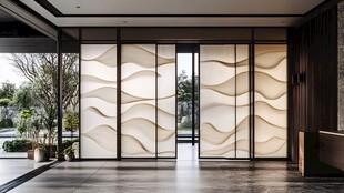 现代风波浪纹理隔断门设计