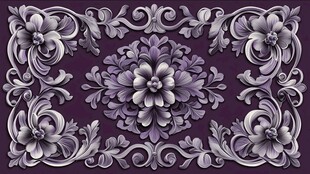 紫色花卉浮雕装饰图案