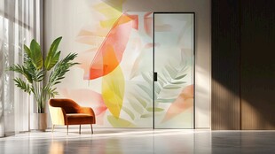 现代简约风多彩墙饰室内景