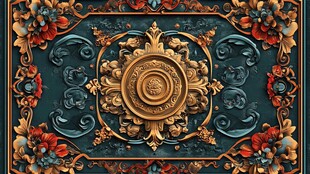 复古华丽浮雕花纹装饰图案