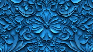 蓝色立体花卉浮雕纹理