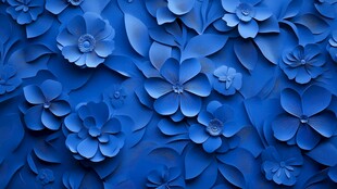 蓝色立体花卉装饰图案