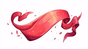 飞舞的红色飘带与花瓣