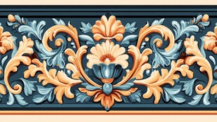 欧式复古花卉浮雕装饰图案