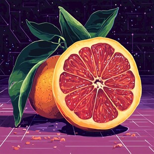 未来感切面西柚插画