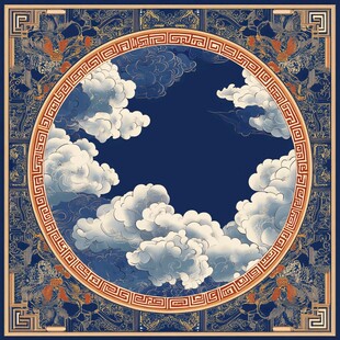 中式云纹边框古典图案