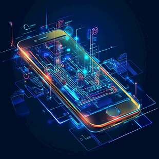 科技感智能手机与电路设计