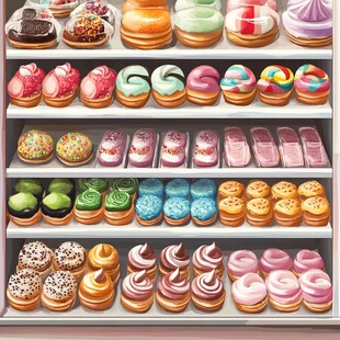 缤纷多彩的美味甜点陈列