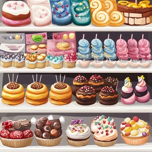 缤纷甜品架上的甜蜜诱惑