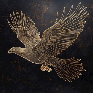 金色雄鹰展翅飞翔图