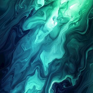 梦幻蓝绿流体艺术背景图