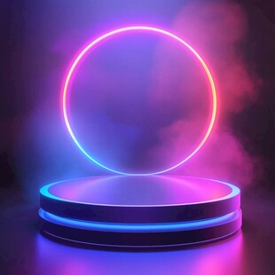 霓虹光环下的炫酷展示台